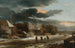 Paisaje de invierno con un pueblo y un canal helado - Jacob van Ruisdael — vista de la obra