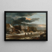 Paisaje de invierno con un pueblo y un canal helado - Jacob van Ruisdael — cuadro enmarcado en la pared