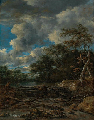 Jacob van Ruisdael - A wooded landscape with a waterfall.webp