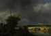 Landscape painting with a cottage and a stone bridge under a cloudy sky - Jacob van Ruisdael — artwork view