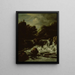 Mountainous landscape painting with waterfall - Jacob van Ruisdael — framed artwork on a wall