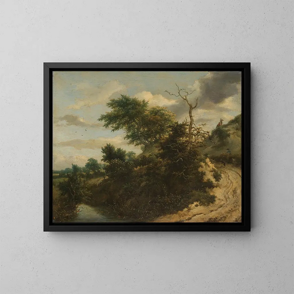 Sentier de sable dans les dunes - Jacob van Ruisdael — framed artwork on a wall