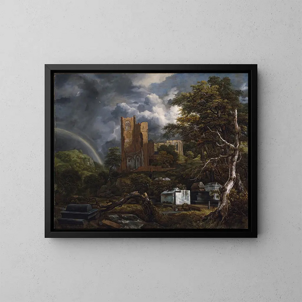 The Jewish Cemetery - Jacob van Ruisdael — framed artwork on a wall