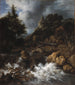 en lienzo con una casa de entramado de madera y un castillo - Jacob van Ruisdael — vista de la obra