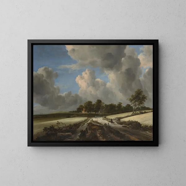 Wheat Field Painting - Jacob van Ruisdael — framed artwork on a wall