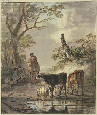 Jacob van Strij - Rastende Hirten an einer Wasserstelle.webp