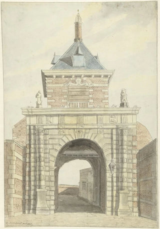 Jacobus Andreas Crescent - Gezicht op de oude Vriesche Poort te Alkmaar van voren.webp