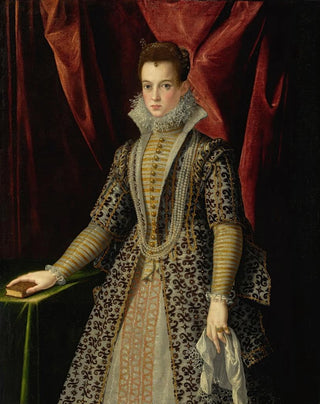 Jacopo Zucchi - Portrait Of A Young Lady In An Embroidered Dress And Pearls.webp