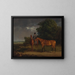 Un esposo montado en un caballo de caza alazán sosteniendo un caballo castaño por las riendas - Jacques-Laurent Agasse — cuadro enmarcado en la pared