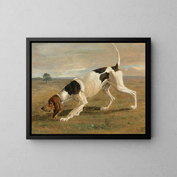 Un puntero en un paisaje - Jacques-Laurent Agasse — cuadro enmarcado en la pared