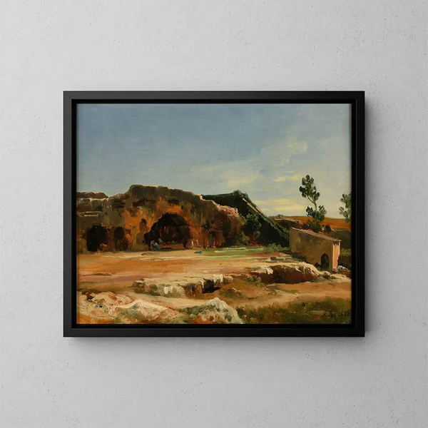 Grotte des Nymphes à Syracuse - Jacques-Raymond Brascassat — cuadro enmarcado en la pared