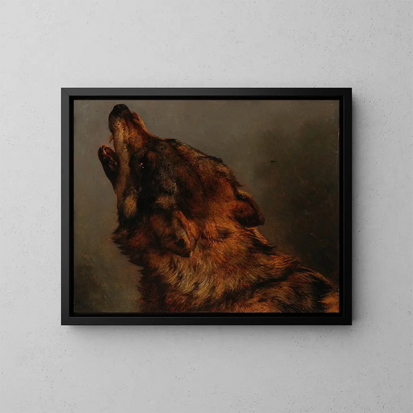 Cabeza de lobo - Jacques-Raymond Brascassat — cuadro enmarcado en la pared