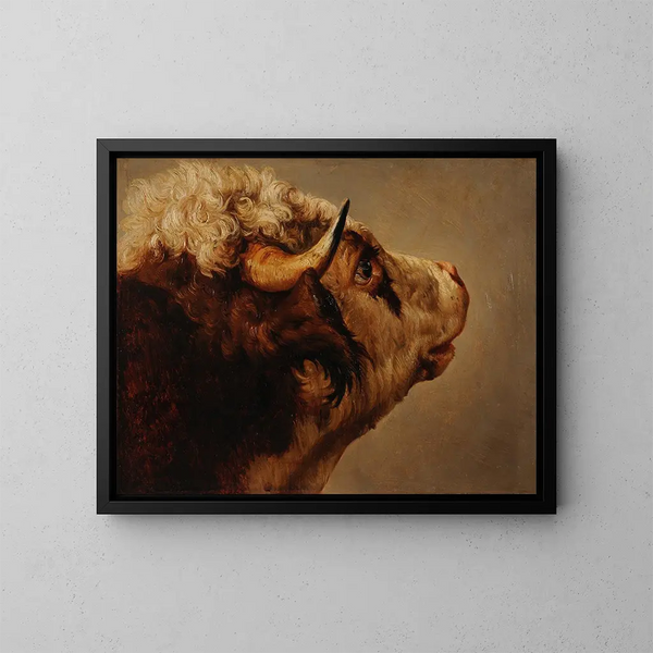 Cabeza de vaca - Jacques-Raymond Brascassat — cuadro enmarcado en la pared