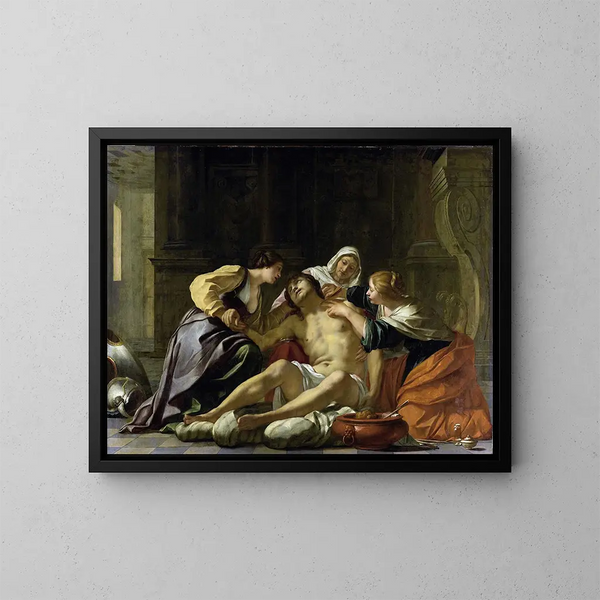 San Sebastián atendido por Irene y sus ayudantes - Jacques Blanchard — cuadro enmarcado en la pared