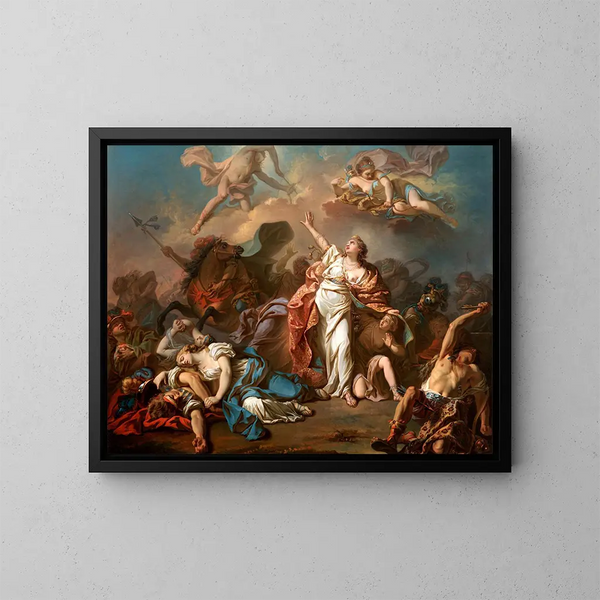 Apolo y Diana atacando a los hijos de Nióbe - Jacques Louis David — cuadro enmarcado en la pared