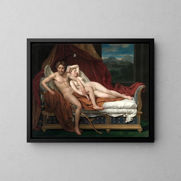 Cupido y Psique - Jacques Louis David — cuadro enmarcado en la pared
