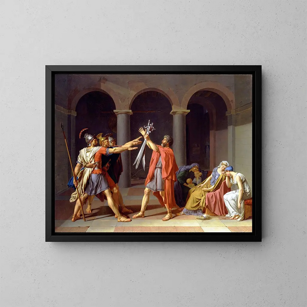 El juramento de los Horacios - Jacques Louis David — cuadro enmarcado en la pared