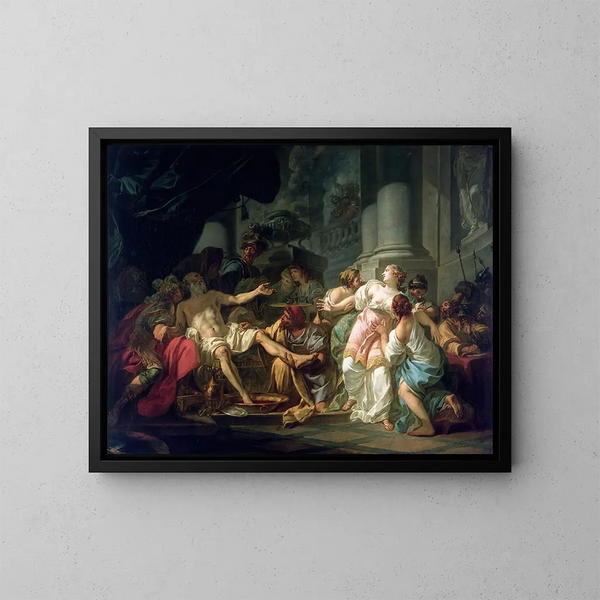 La Muerte de Séneca - Jacques Louis David — cuadro enmarcado en la pared
