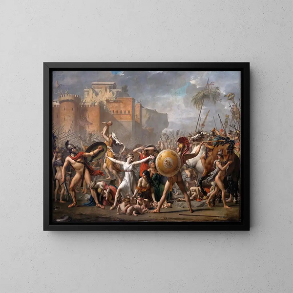 La intervención de las Sabinas - Jacques Louis David — cuadro enmarcado en la pared