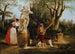un cuadro elegante que escucha a un guitarrista en un parque en Roma - Jacques Sablet — vista de la obra