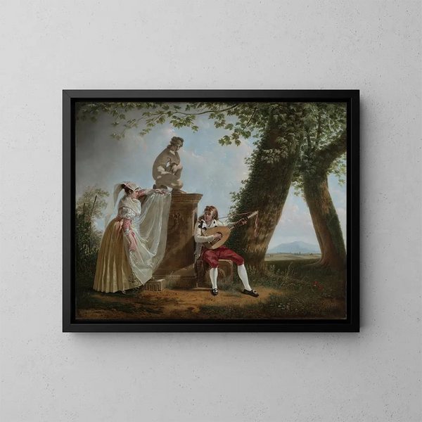 Serenade in a Roman Park Landscape - Jacques Sablet — framed artwork on a wall