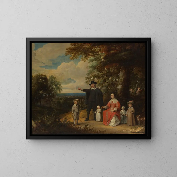 Grupo familiar en un paisaje - Jacques d'Arthois — cuadro enmarcado en la pared
