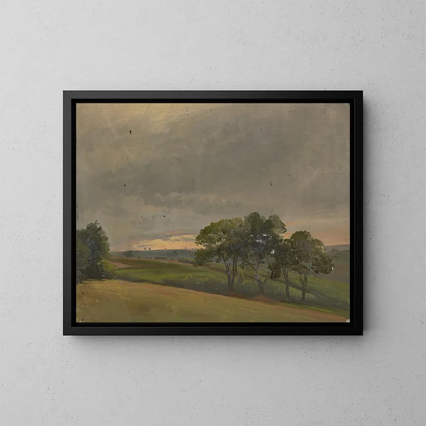 Prairie du soir avec des fleurs - Jakob Becker — cuadro enmarcado en la pared