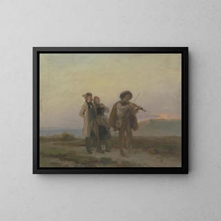 Jakob Becker - Abendlicher Spaziergang Geiger und Bauernpaar auf den Feldern.webp