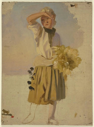 Jakob Becker - Bauernmdchen mit Garbe die Augen vor der Sonne schirmend.webp