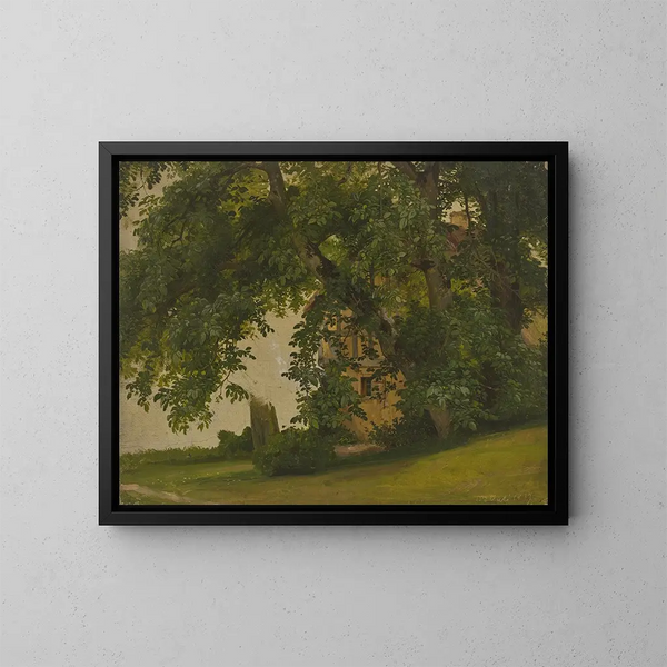 Casa detrás de los árboles - Jakob Becker — cuadro enmarcado en la pared