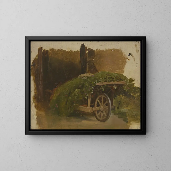 Carros cargados de heno - Jakob Becker — cuadro enmarcado en la pared