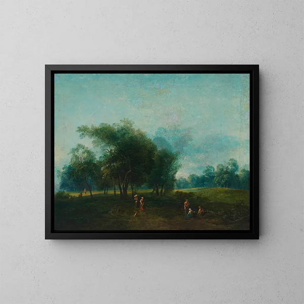 Partie dans les prairies du Prater de Vienne - Jakob Matthias Schmutzer — framed artwork on a wall