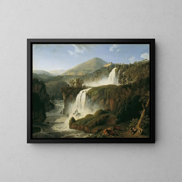 La grande cascade de Tivoli près de Rome - Jakob Philipp Hackert — framed artwork on a wall