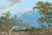 Forteresse dans un paysage montagneux au lever du soleil - Jakob Wilhelm Huber — artwork view