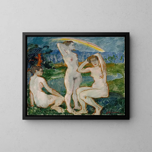Esquisse de mujeres bañándose - Jalmari Ruokokoski — cuadro enmarcado en la pared