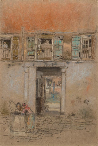 James Abbot McNeill Whistler - Courtyard on Canal Grey and Red.webp