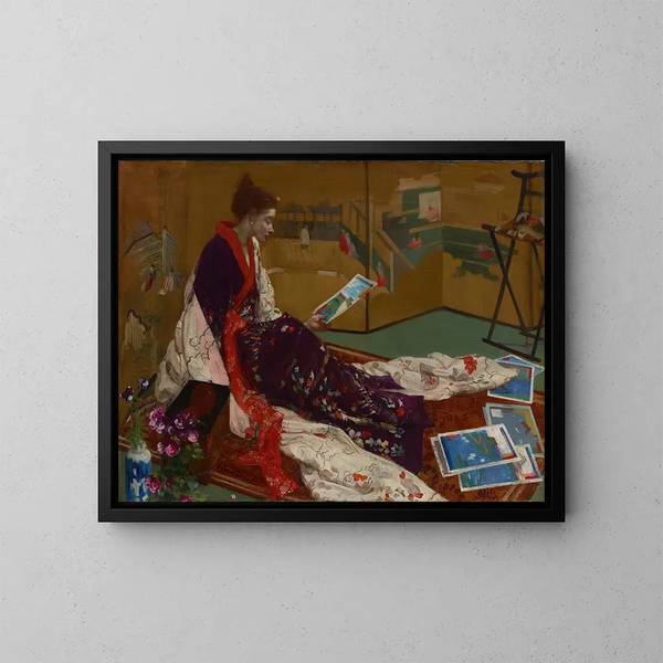 Caprice en violeta y oro: L'écran doré - James Abbott McNeill Whistler — cuadro enmarcado en la pared