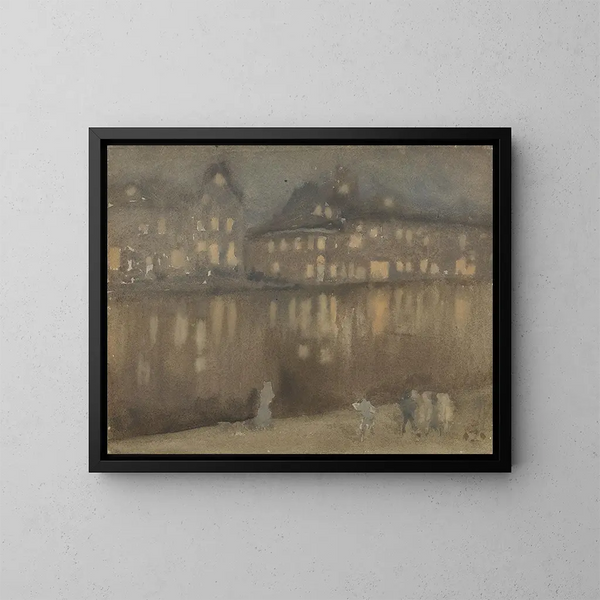 Gran Canal, Ámsterdam, Nocturno - James Abbott McNeill Whistler — cuadro enmarcado en la pared