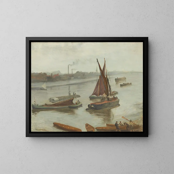 Gris y plata, el antiguo Battersea Reach - James Abbott McNeill Whistler — cuadro enmarcado en la pared
