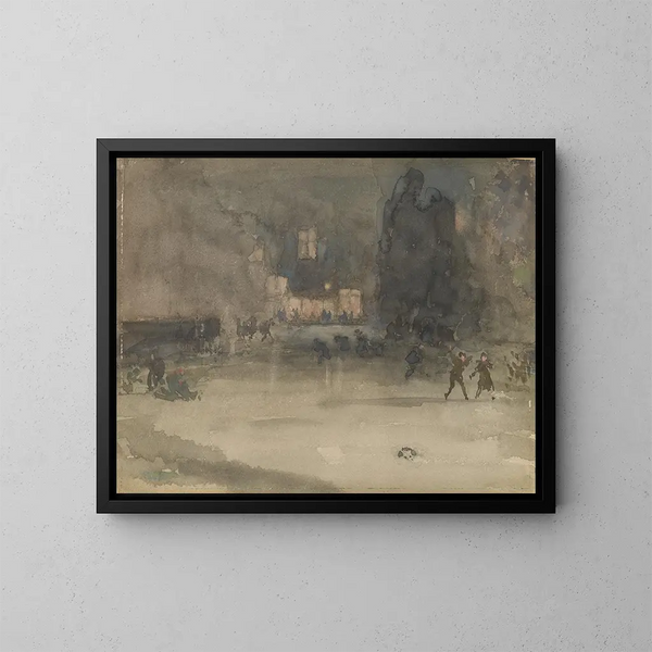 Nocturno en Ámsterdam en invierno - James Abbott McNeill Whistler — cuadro enmarcado en la pared