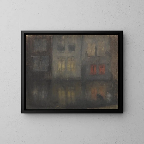 Nocturno negro y rojo, canal de Holanda - James Abbott McNeill Whistler — cuadro enmarcado en la pared