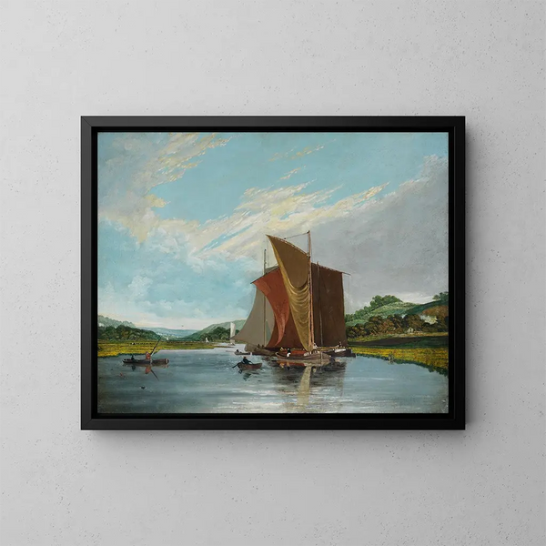 Barges sur une rivière - James Baker Pyne — cuadro enmarcado en la pared
