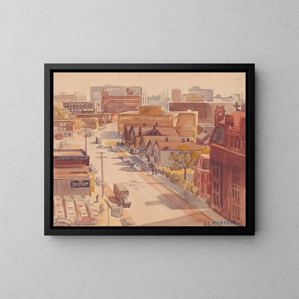 View of 18th Street South from the Plain Dealer Building, Cleveland, Ohio - James C. Kulhanek — framed artwork on a wall