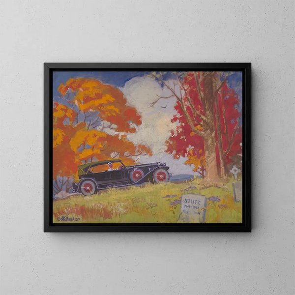 Última carrera de Stutz - James C. Kulhanek — cuadro enmarcado en la pared
