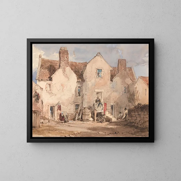 Casas de pescadores en Sculcoates cerca de Hull, Yorkshire - James Duffield Harding — cuadro enmarcado en la pared