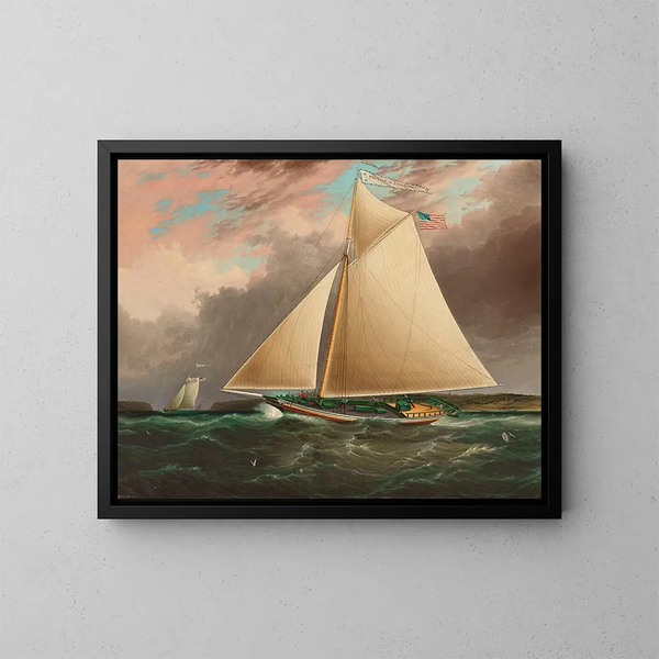 Sloop of the Hudson River - James Edward Buttersworth — framed artwork on a wall