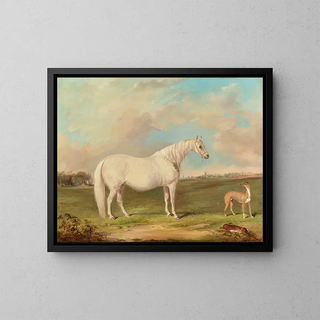 James Freeman - A grey mare a lurcher and a dead hare in a landscape.webp