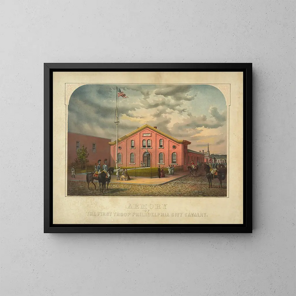 Armurerie de la Première Troupe de la Cavalerie de la Ville de Filadelfia - James Fuller Queen — cuadro enmarcado en la pared