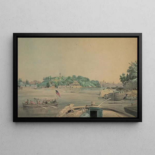 la estación de bombeo de Fairmount en el río Schuylkill, Filadelfia, Pensilvania - James Fuller Queen — cuadro enmarcado en la pared