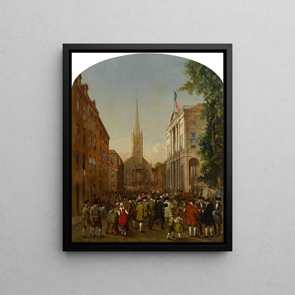 the Inauguration of George Washington - James H. Cafferty — framed artwork on a wall